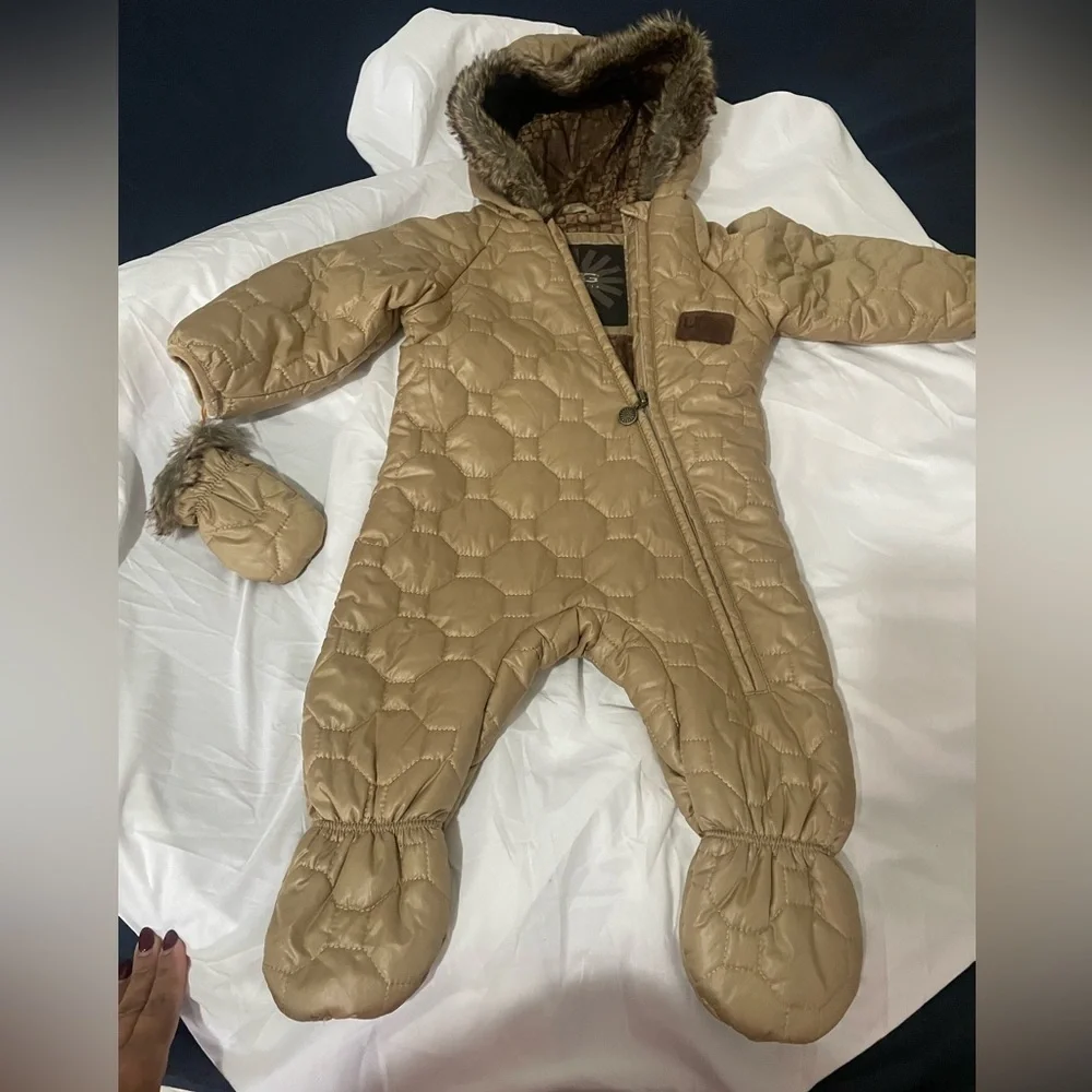 UGG Tan Quilted Kids Footie with Hood